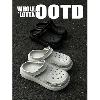 NewRockStarChoppa 夏季外穿厚底洞洞鞋男款沙滩包头拖鞋运动凉鞋