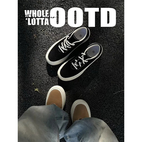 NewRockstarChoppa 秋冬新款极简厚底板鞋男休闲百搭低帮帆布潮鞋