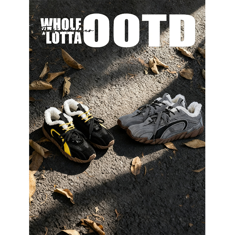 NewRockStarChoppa 冬季加绒德训赛车鞋男款百搭运动休闲保暖棉鞋