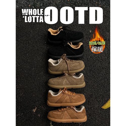 NewRockstarChoppa 加绒保暖勃肯鞋男款冬季防滑抗寒复古穆勒棉鞋