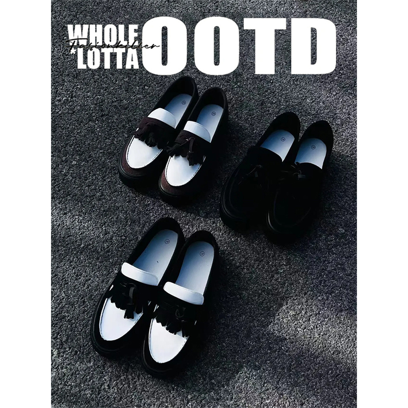 NewRockstarChoppa 乐福鞋男款秋冬季一脚蹬懒人鞋英伦流苏扣板鞋