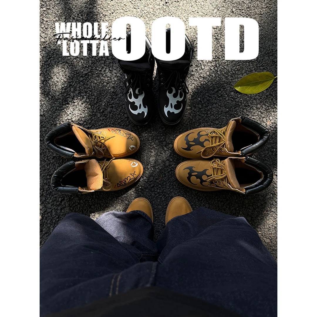 NewRockstarChoppa 秋冬美式痞帅马丁靴男增高休闲工装机车大黄靴