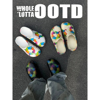 NewRockstarChoppa水彩涂鸦EVA勃肯拖鞋男夏季外穿软底德比包头鞋