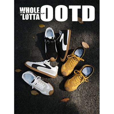 NewRockStarChoppa 春季新款德训鞋男潮流休闲百搭复古运动赛车鞋