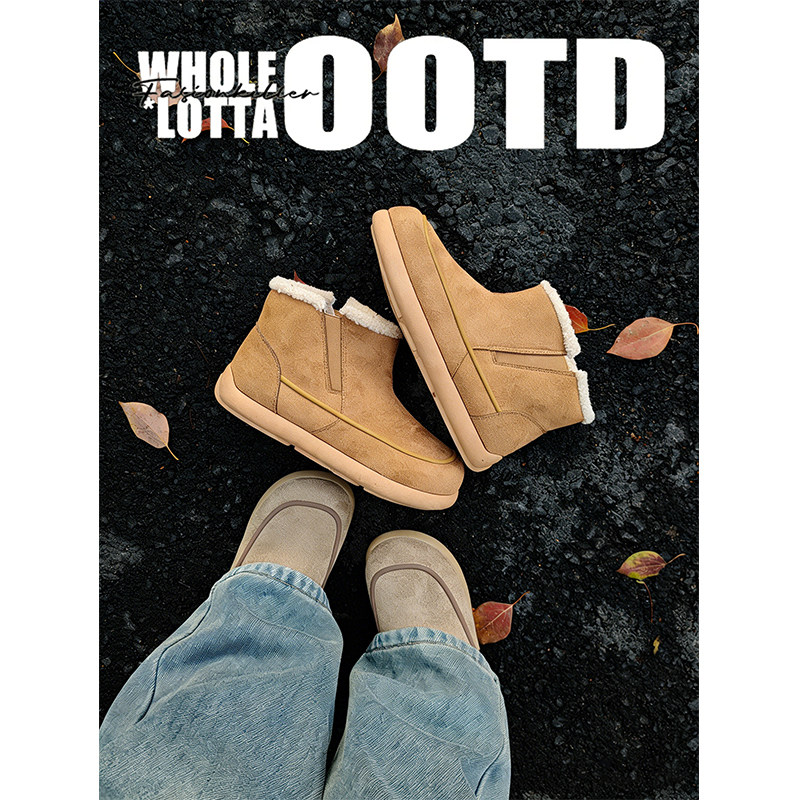 NewRockStarChoppa 加绒保暖高帮勃肯棉鞋冬季男款户外防寒雪地靴