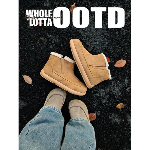 NewRockStarChoppa 加绒保暖高帮勃肯棉鞋冬季男款户外防寒雪地靴