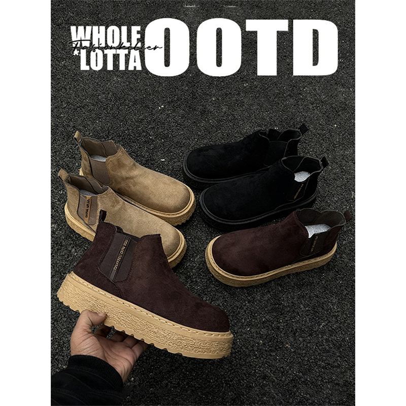 NewRockStarChoppa 秋冬厚底增高马丁靴男一脚蹬复古休闲高帮板鞋