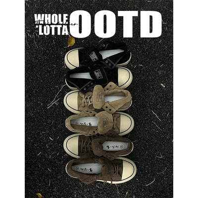 NewRockStarChoppa 夏季厚底复古帆布鞋男潮小众运动休闲中帮板鞋