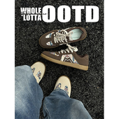 NewRockStarChoppa 青少年复古德训鞋 国潮印花板鞋 男休闲百搭春季