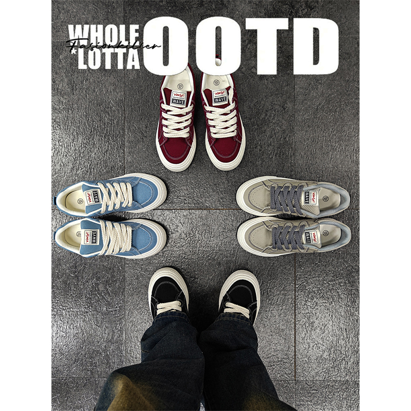 NewRockstarChoppa 秋冬小众厚底板鞋男款休闲百搭低帮学生帆布鞋