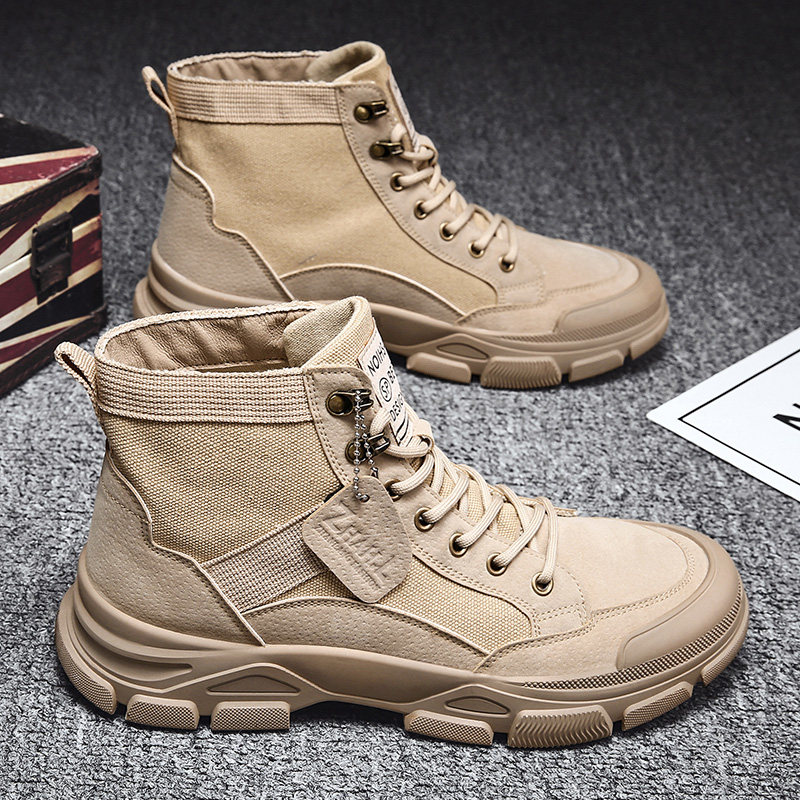 MARTIN BOOTS MENS AUTUMN AND WINTER VELVET WARM COTTON SHOES HIGH TOP CARGO SNOW BOOTS 2024 SPORTS MOUNTAINEERING ARMY COMBAT BOOTS