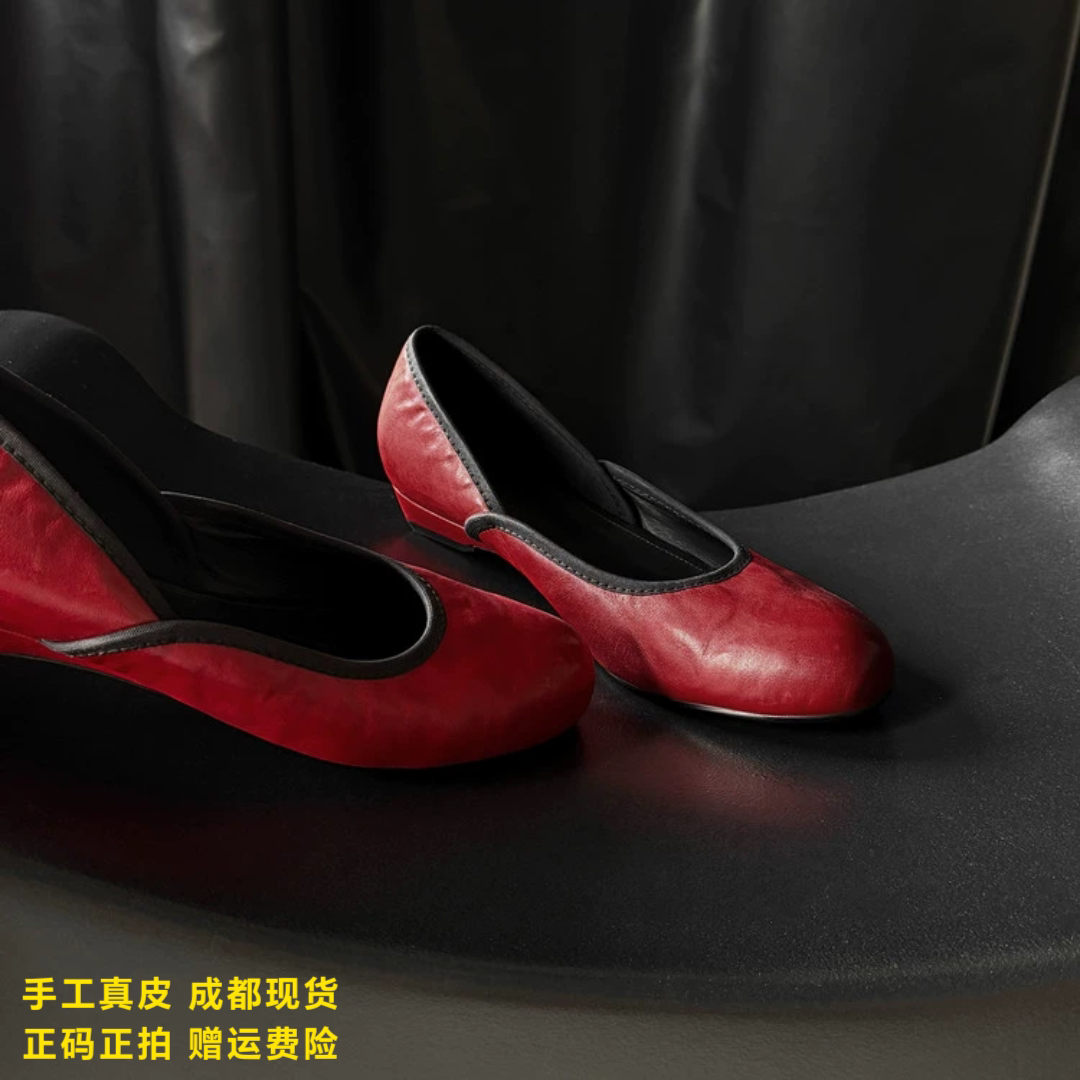 L'avance牛皮单鞋2026秋款高品质女鞋巨舒适通勤单鞋内增高平跟鞋