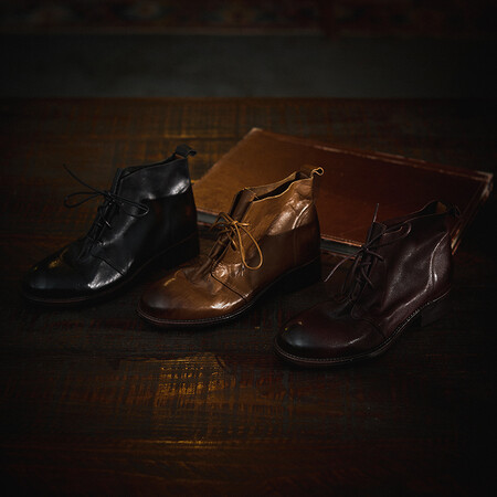 l'avance真皮 法式复古女3cm时髦精水洗马皮切尔西短靴老钱风靴子