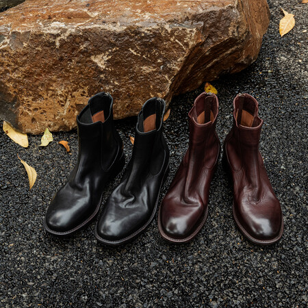 l'avance真皮 法式复古女3cm时髦精水洗马皮切尔西短靴老钱骑士靴