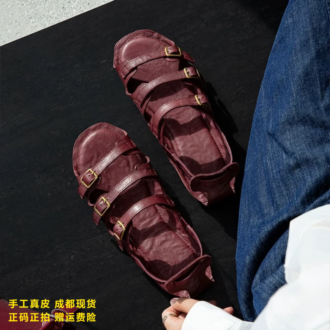 L'avance羊皮纯皮凉鞋2026高品质女鞋巨舒适通勤罗马凉鞋平底凉鞋