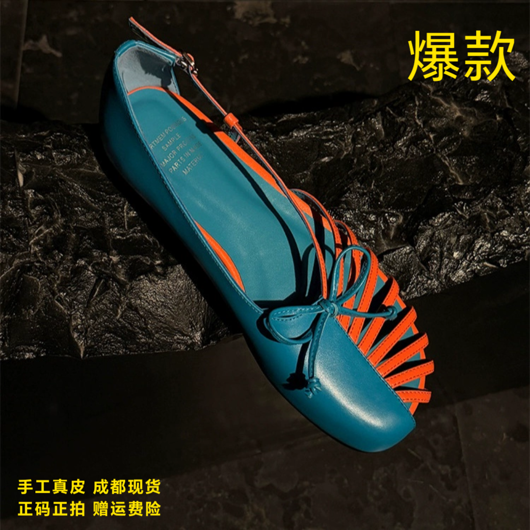 L'avance牛皮芭蕾凉鞋2026新款高品质女鞋巨舒适复古风通勤罗马鞋