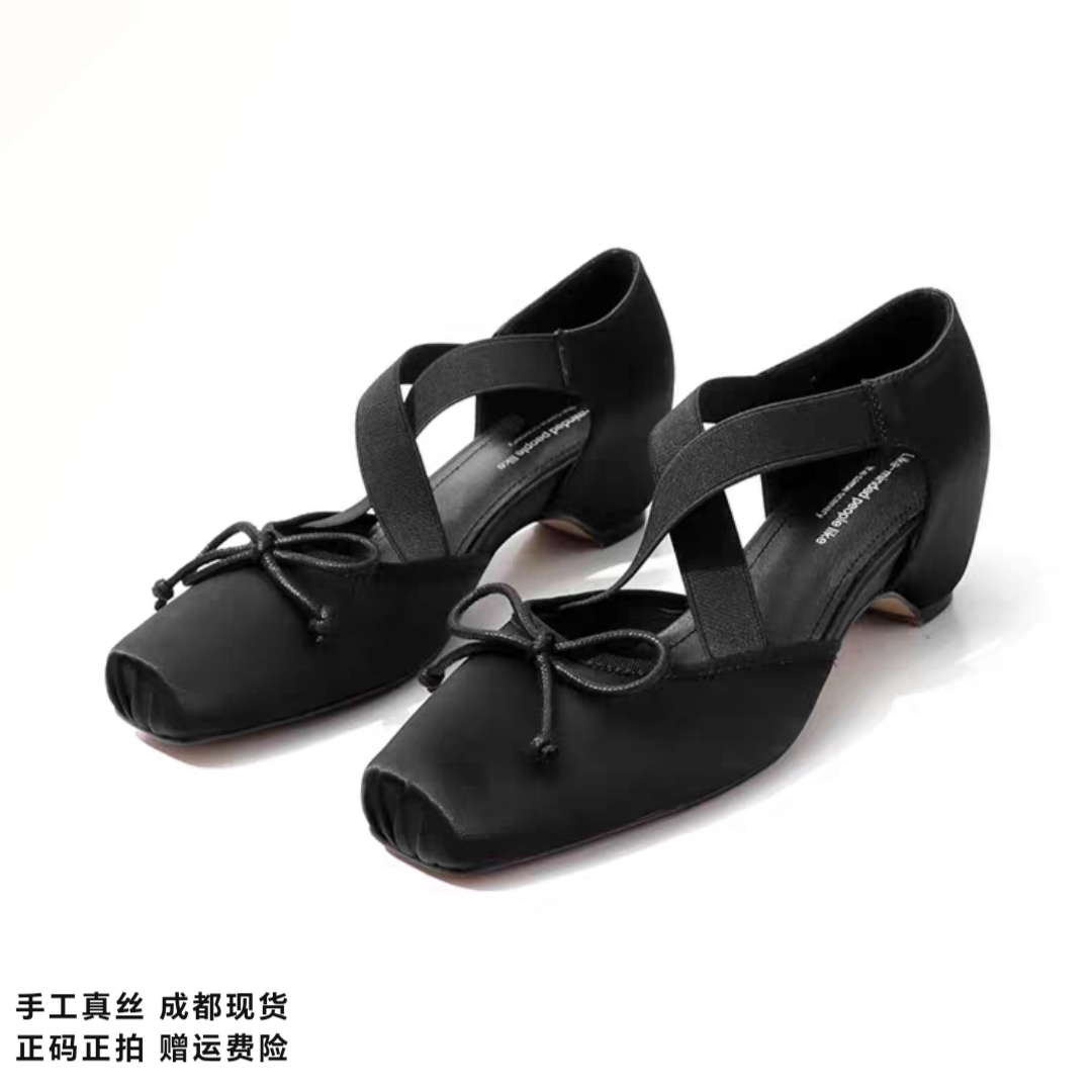 L'avance牛皮芭蕾凉鞋2026高品质女鞋巨舒适中空单鞋内增高小皮鞋