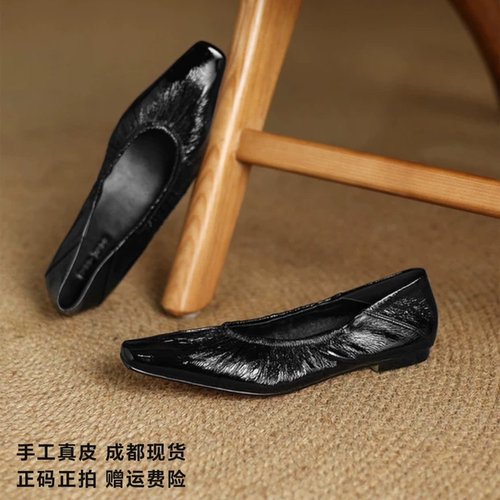 l'avance真皮巨软奶奶鞋一脚蹬女软底不磨脚百搭通勤平底鞋小个子