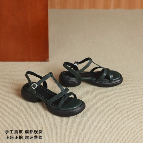 L'avance羊皮纯皮凉鞋2026高品质女鞋巨舒适通勤小个增高休闲凉鞋