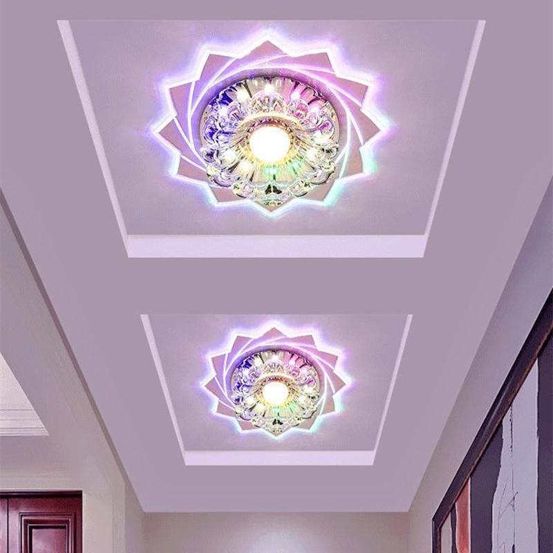 过道筒灯LED水晶走廊灯嵌入式走道造型灯七彩入户玄关吸顶灯创意
