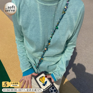 SoftServe柔软供应《果冻闪片》编织串珠手机链长款挂绳斜挎垫片