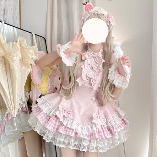 时光凝固lolita原创粉色樱花偶像祭裙蝴蝶结小偶像jsk全款现货