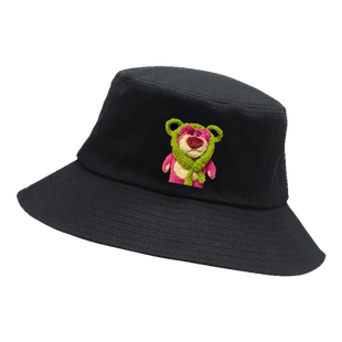 早春日系宽松草莓熊男女新款ulzzang学院风情侣定制盆帽渔夫帽子