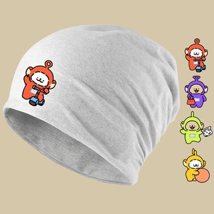 线条小狗马尔济斯天线宝宝联名休闲男女情侣定制头巾堆堆包头帽子