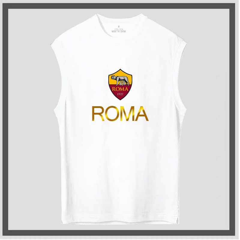 罗马队男女运动足球衣服球迷服休闲队服意甲休闲无袖t恤衫夏背心
