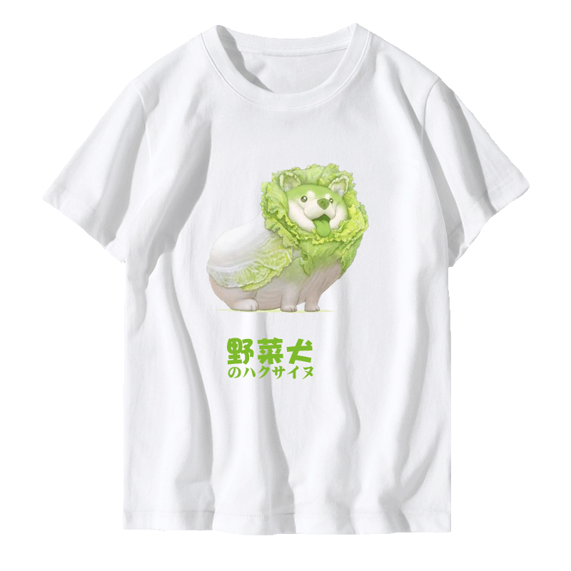 日系动漫周边朋吉蔬菜精灵白菜狗联名萌宠男女定制短袖纯棉T恤衫