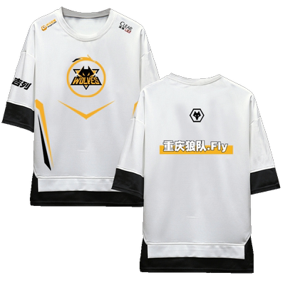 重庆狼队王者游戏QG妖刀Fly月色同款战队服男女夏短袖t恤衫假两件