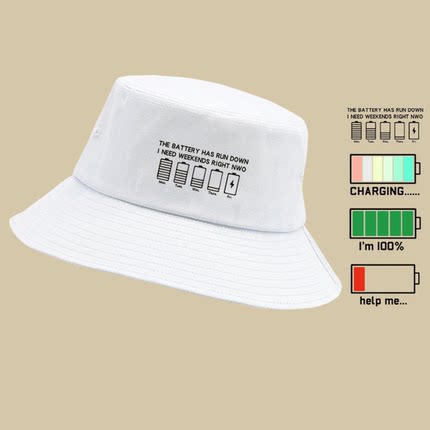 电池用量趣味周一到周五help me恶搞男女休闲定制遮阳盆帽渔夫帽