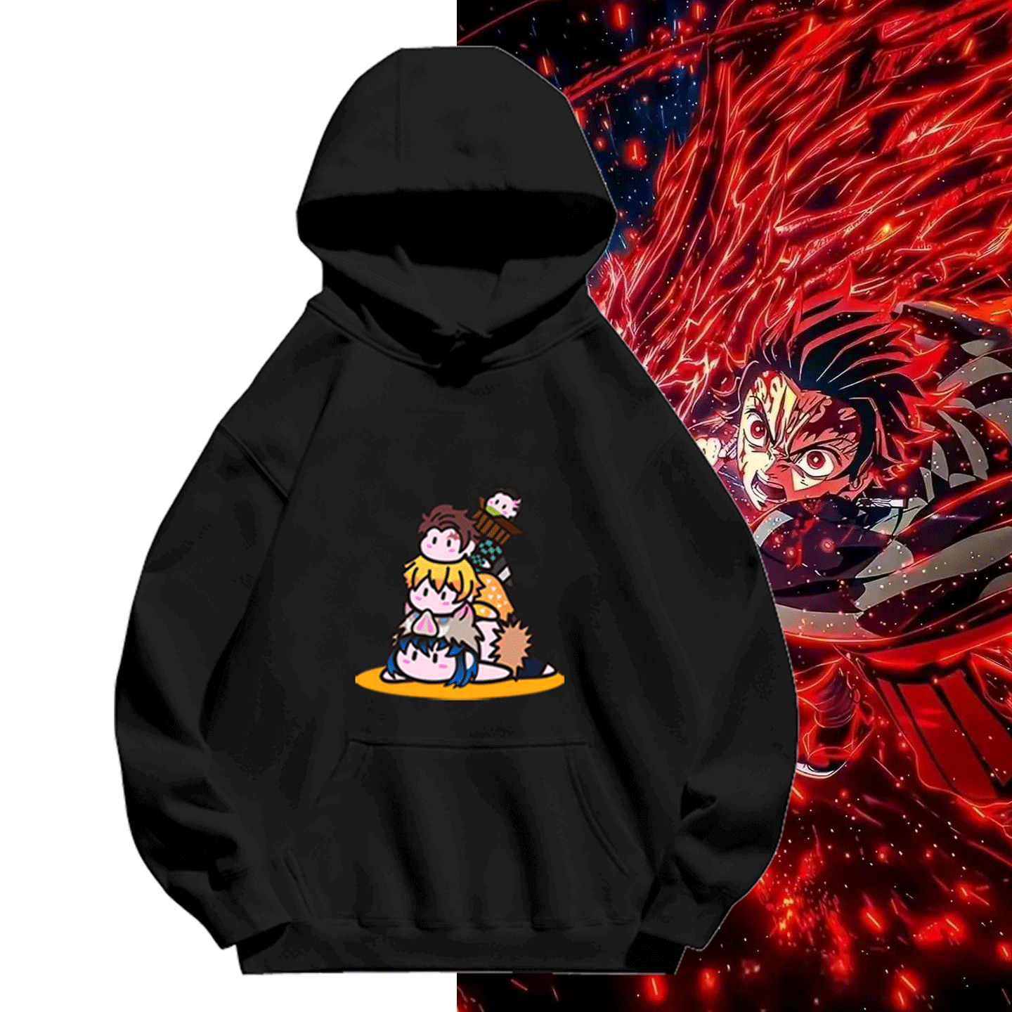 鬼灭之刃连帽可定制带帽卫衣周边炭治郎善逸Q版卡通印花男女情侣
