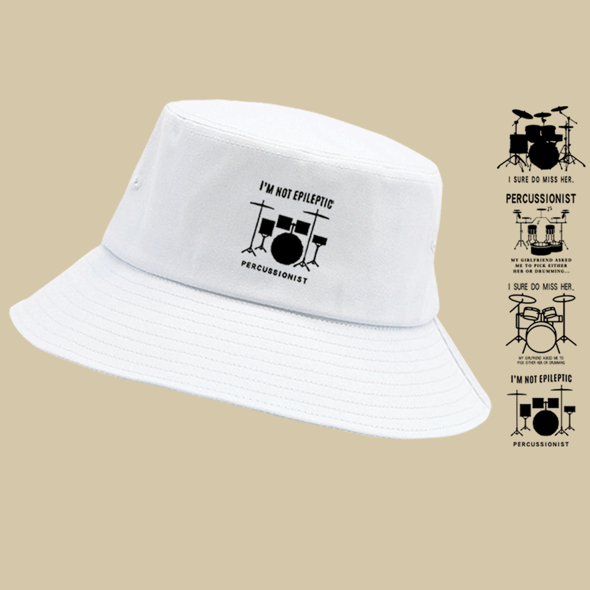 摇滚乐器架子鼓爵士乐Drum乐器音乐演出服男女情侣渔夫帽遮阳盆帽