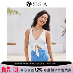 泳衣女显瘦蝴蝶结海岛泡温泉高级感连体泳衣 sisia新款 文琪同款