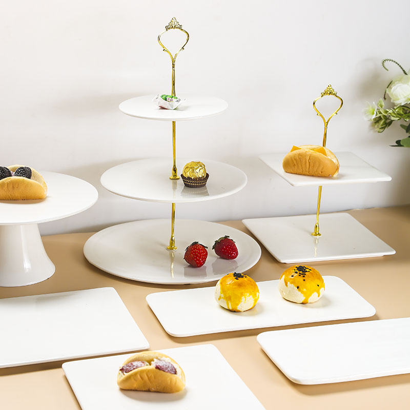欧式陶瓷甜品台展示架下午茶蛋糕点心架水果盘冷餐盘茶歇宴会摆台