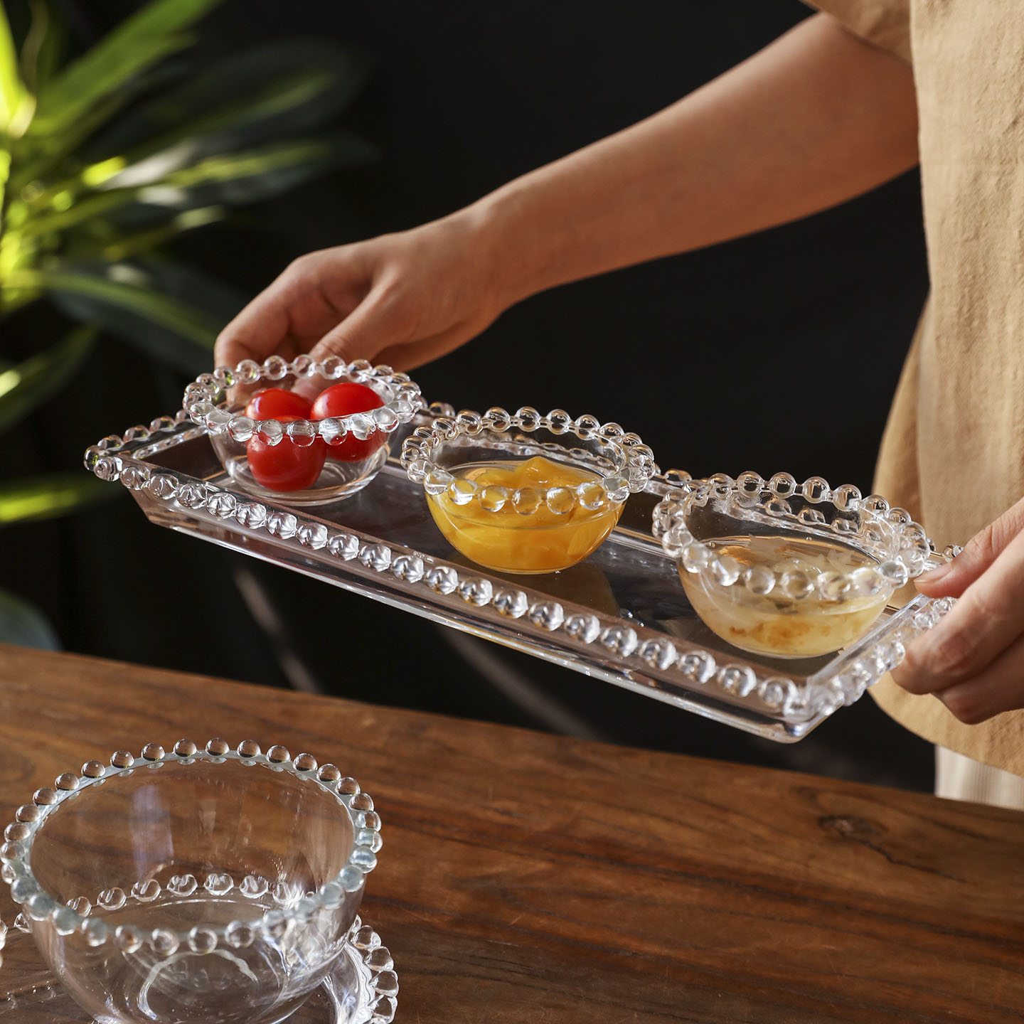 透明玻璃分格甜品碗西式鱼子酱盅