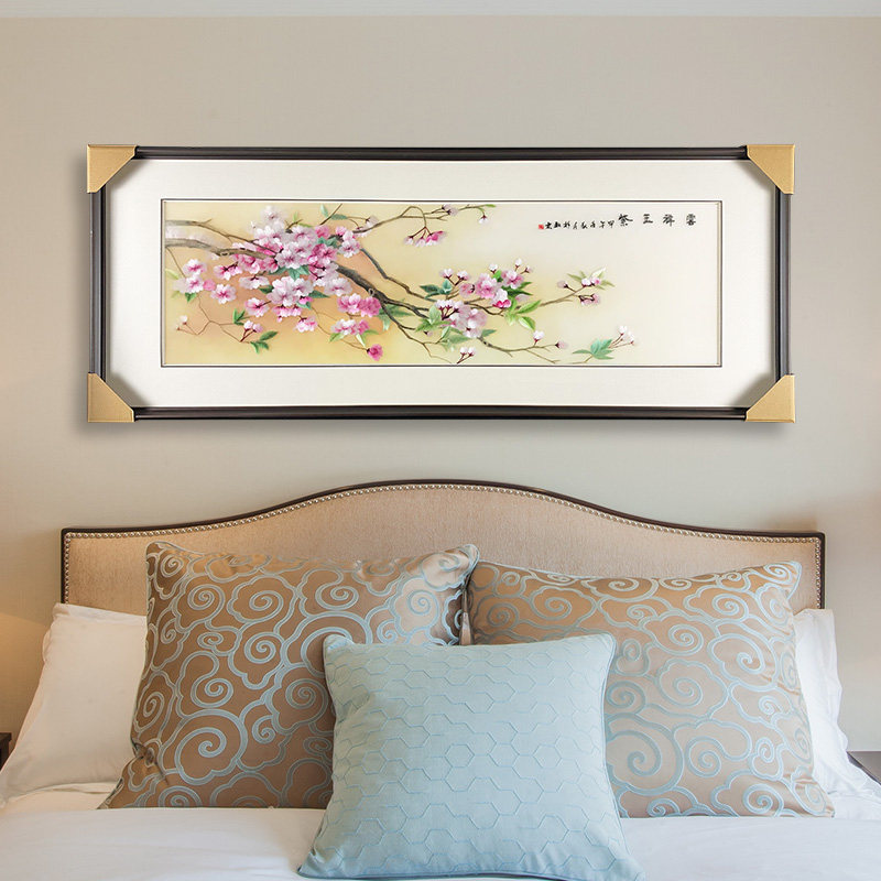 苏绣成品纯手工精品刺绣海棠花花鸟横款客厅卧室书房床头装饰挂画
