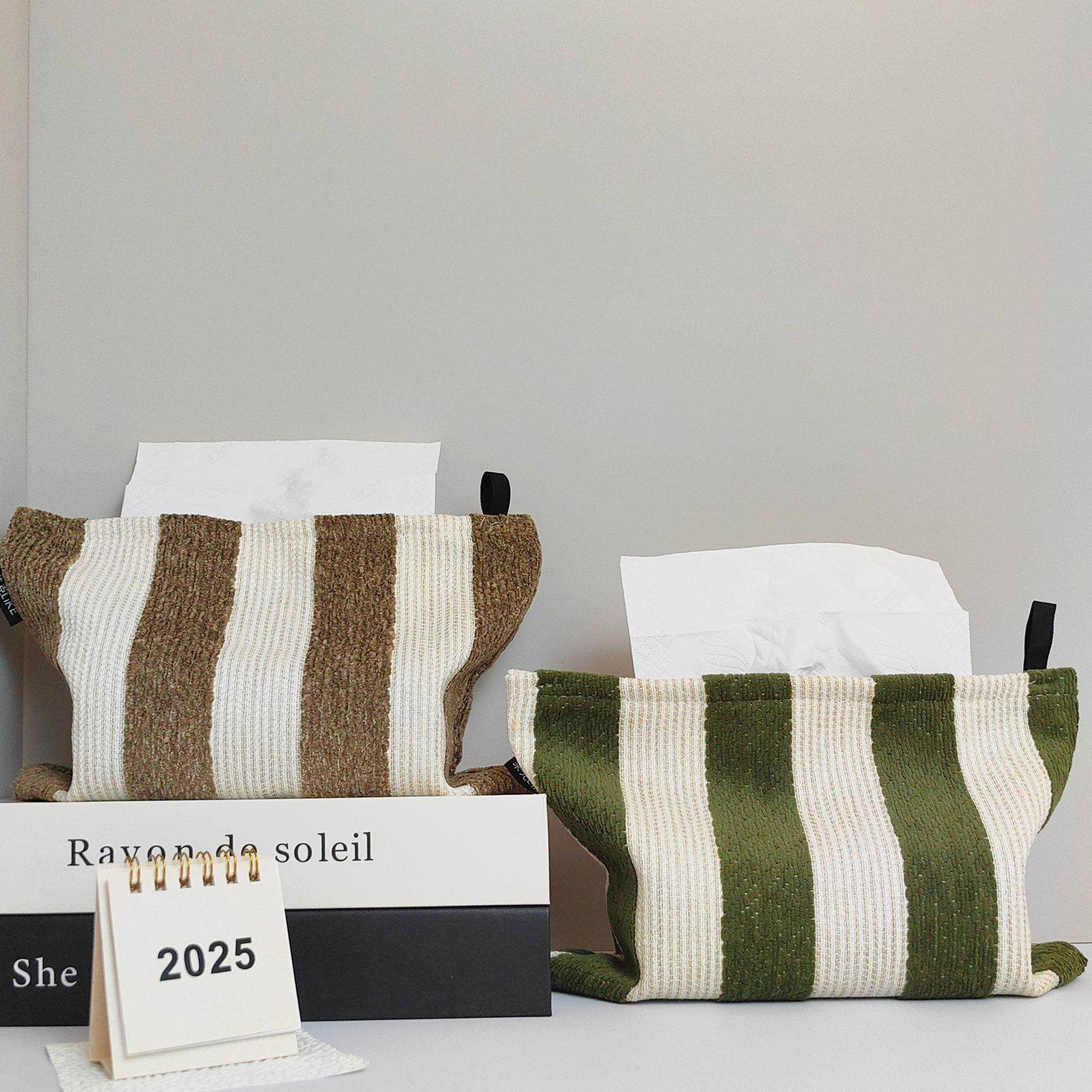 韩式ins风条纹雪尼尔纸巾套高档装饰桌面摆件实用美观纸巾盒收纳,家庭/个人清洁工具,厨房擦手巾,淘宝优惠券,粉丝福利购,淘宝优惠卷