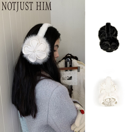 花筏NOTJUSTHIM 柔软细腻毛绒花朵耳暖耳罩