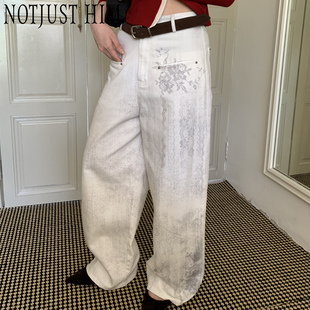 花筏NOTJUSTHIM 蕾丝印花牛仔裤