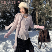 花筏NOTJUSTHIM 左岸藤蔓 100%羊毛拼接蕾丝花边粗针毛衣围巾