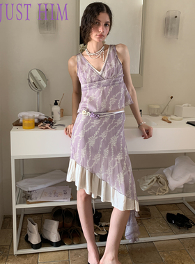 花筏NOTJUSTHIM《Lavender》紫色印花雪纺套装