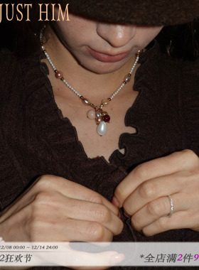 花筏NOTJUSTHIM《天然果实》金粉色巴洛克天然珍珠项链