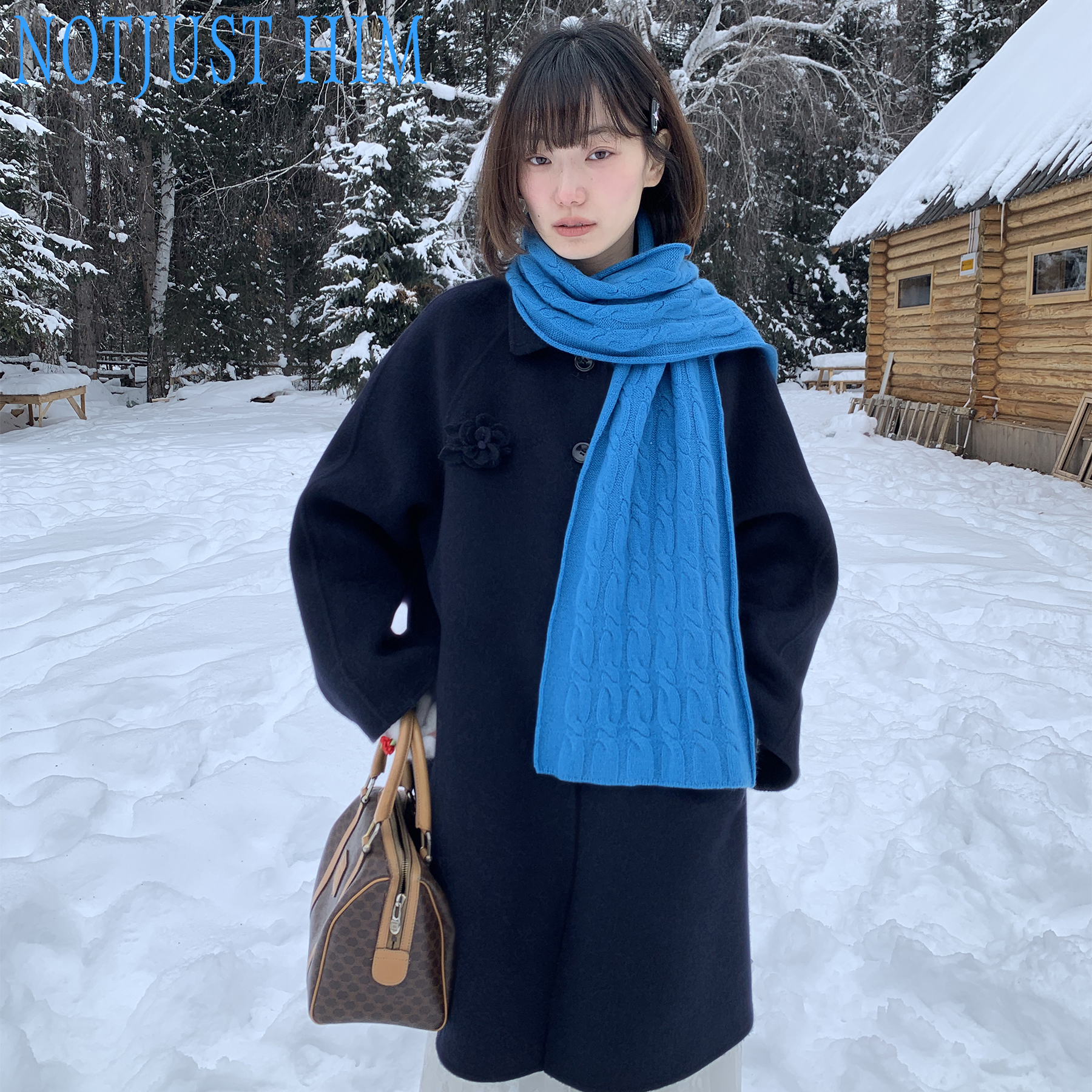 花筏NOTJUSTHIM 《琥珀松林》双面毛呢羊毛混纺双色大衣