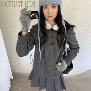 羊毛混纺娃娃领呢子外套百褶裙套装 花筏NOTJUSTHIM 北海道少女