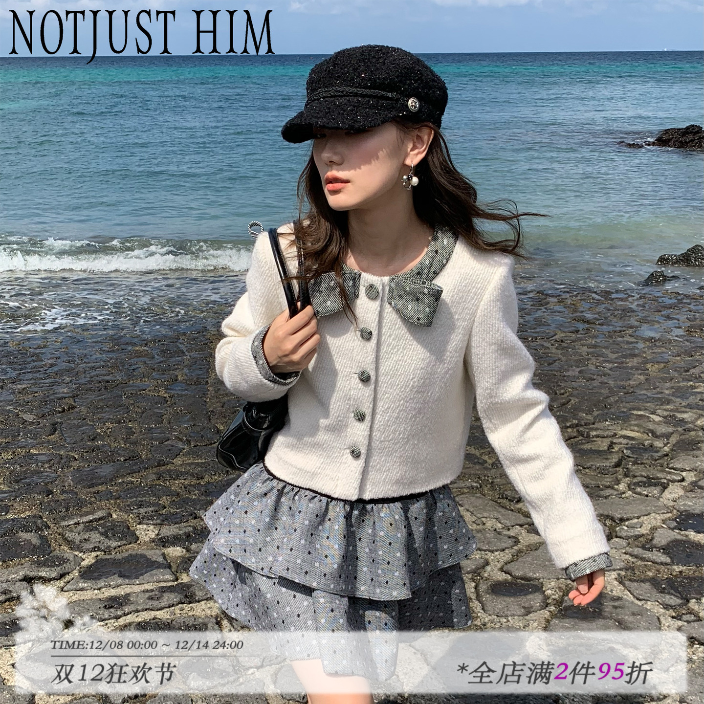 花筏NOTJUSTHIM 《Bella's memory》黑白波点蝴蝶结套装