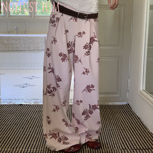 花筏NOTJUSTHIM 《蔷薇信笺》蔷薇印花直筒阔腿裤