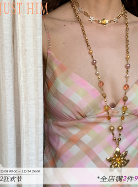 花筏NOTJUSTHIM《Golden Lily》金色百合花串珠项链