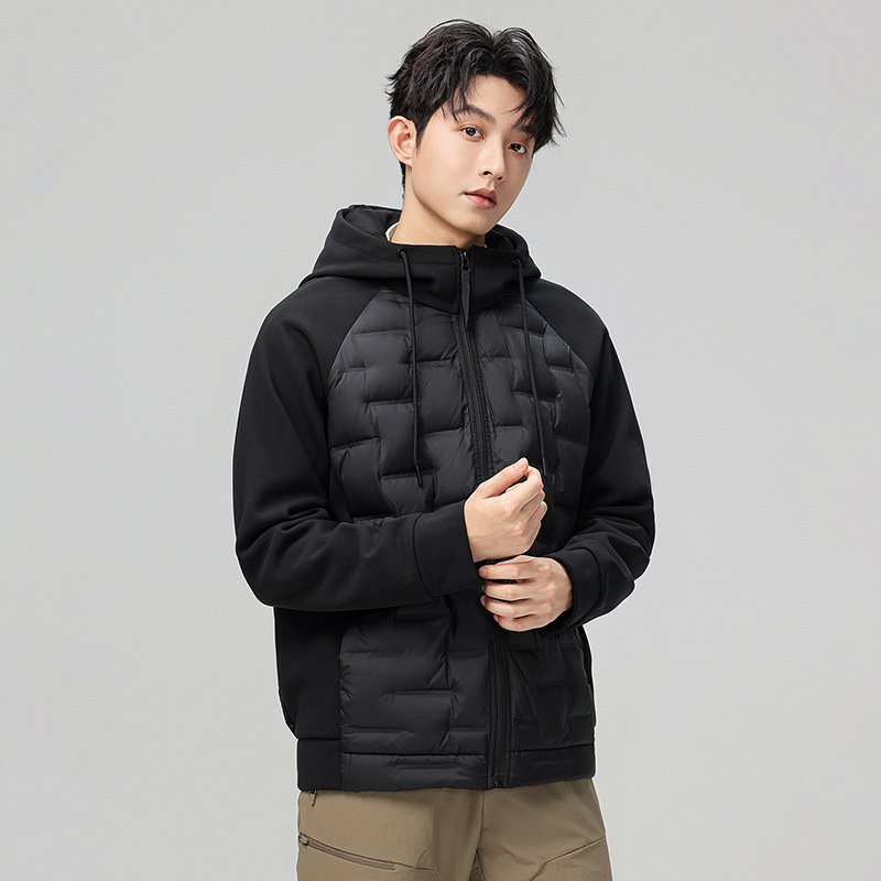 2025款男羽绒服短款连帽拼接